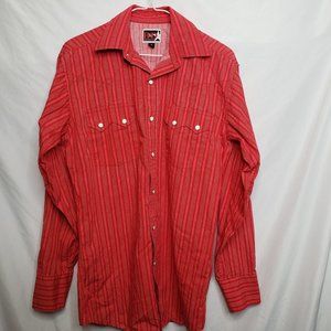Panhandle Slim B & D Brooks and Dunn Western Shirt Red With White Pearl Snaps